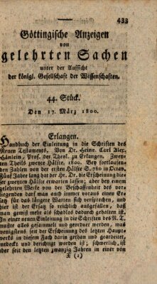 Göttingische Anzeigen von gelehrten Sachen (Göttingische Zeitungen von gelehrten Sachen) Montag 17. März 1800
