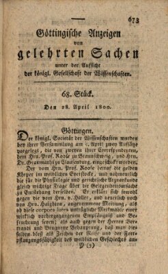 Göttingische Anzeigen von gelehrten Sachen (Göttingische Zeitungen von gelehrten Sachen) Montag 28. April 1800