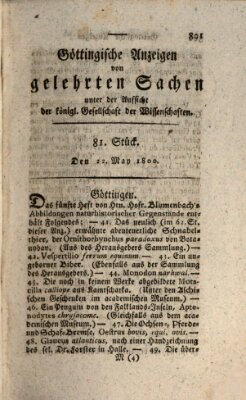 Göttingische Anzeigen von gelehrten Sachen (Göttingische Zeitungen von gelehrten Sachen) Donnerstag 22. Mai 1800