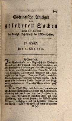 Göttingische Anzeigen von gelehrten Sachen (Göttingische Zeitungen von gelehrten Sachen) Samstag 24. Mai 1800