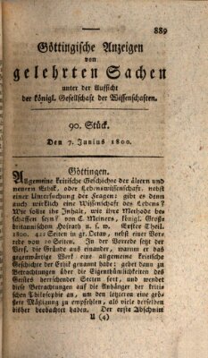 Göttingische Anzeigen von gelehrten Sachen (Göttingische Zeitungen von gelehrten Sachen) Samstag 7. Juni 1800