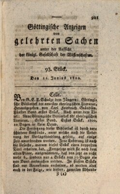 Göttingische Anzeigen von gelehrten Sachen (Göttingische Zeitungen von gelehrten Sachen) Donnerstag 12. Juni 1800