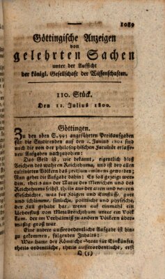 Göttingische Anzeigen von gelehrten Sachen (Göttingische Zeitungen von gelehrten Sachen) Samstag 12. Juli 1800