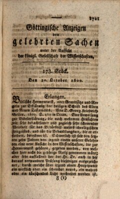 Göttingische Anzeigen von gelehrten Sachen (Göttingische Zeitungen von gelehrten Sachen) Donnerstag 30. Oktober 1800