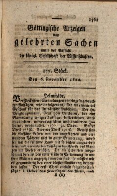 Göttingische Anzeigen von gelehrten Sachen (Göttingische Zeitungen von gelehrten Sachen) Donnerstag 6. November 1800