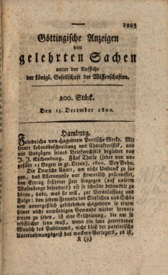 Göttingische Anzeigen von gelehrten Sachen (Göttingische Zeitungen von gelehrten Sachen) Montag 15. Dezember 1800