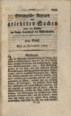 Göttingische Anzeigen von gelehrten Sachen (Göttingische Zeitungen von gelehrten Sachen) Montag 22. Dezember 1800