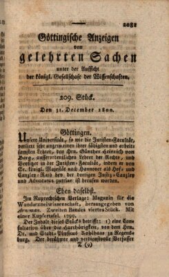 Göttingische Anzeigen von gelehrten Sachen (Göttingische Zeitungen von gelehrten Sachen) Mittwoch 31. Dezember 1800