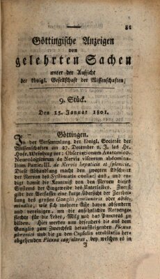 Göttingische Anzeigen von gelehrten Sachen (Göttingische Zeitungen von gelehrten Sachen) Donnerstag 15. Januar 1801