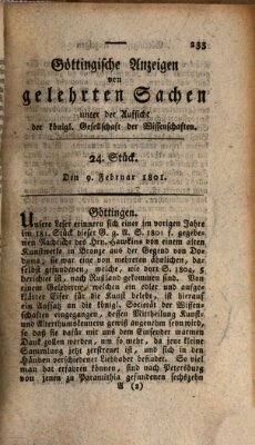 Göttingische Anzeigen von gelehrten Sachen (Göttingische Zeitungen von gelehrten Sachen) Montag 9. Februar 1801