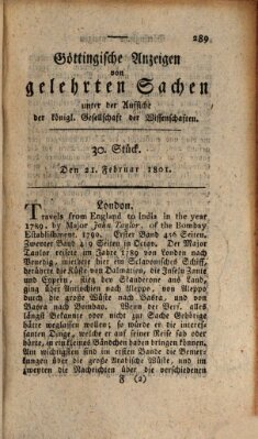 Göttingische Anzeigen von gelehrten Sachen (Göttingische Zeitungen von gelehrten Sachen) Samstag 21. Februar 1801