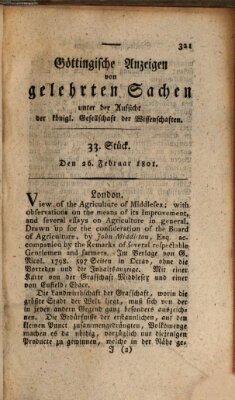 Göttingische Anzeigen von gelehrten Sachen (Göttingische Zeitungen von gelehrten Sachen) Donnerstag 26. Februar 1801