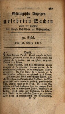 Göttingische Anzeigen von gelehrten Sachen (Göttingische Zeitungen von gelehrten Sachen) Samstag 28. März 1801