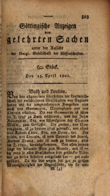 Göttingische Anzeigen von gelehrten Sachen (Göttingische Zeitungen von gelehrten Sachen) Montag 13. April 1801