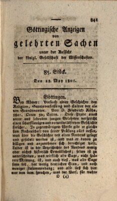 Göttingische Anzeigen von gelehrten Sachen (Göttingische Zeitungen von gelehrten Sachen) Donnerstag 28. Mai 1801