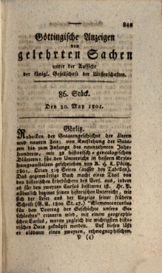 Göttingische Anzeigen von gelehrten Sachen (Göttingische Zeitungen von gelehrten Sachen) Samstag 30. Mai 1801