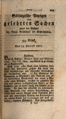 Göttingische Anzeigen von gelehrten Sachen (Göttingische Zeitungen von gelehrten Sachen) Samstag 13. Juni 1801