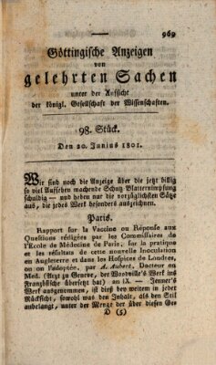 Göttingische Anzeigen von gelehrten Sachen (Göttingische Zeitungen von gelehrten Sachen) Samstag 20. Juni 1801