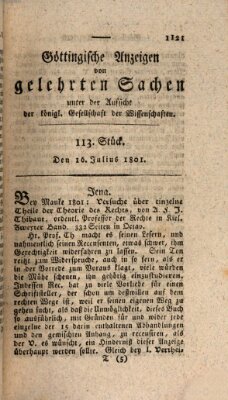 Göttingische Anzeigen von gelehrten Sachen (Göttingische Zeitungen von gelehrten Sachen) Donnerstag 16. Juli 1801