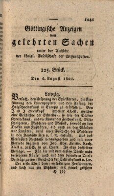 Göttingische Anzeigen von gelehrten Sachen (Göttingische Zeitungen von gelehrten Sachen) Donnerstag 6. August 1801