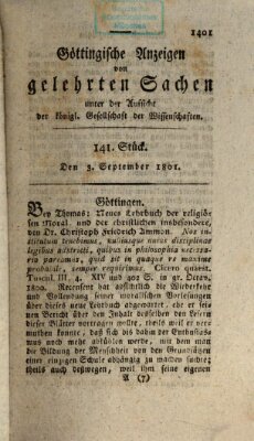 Göttingische Anzeigen von gelehrten Sachen (Göttingische Zeitungen von gelehrten Sachen) Donnerstag 3. September 1801