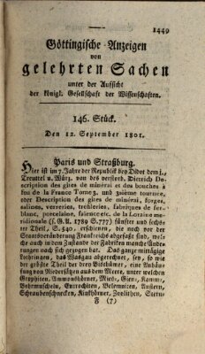 Göttingische Anzeigen von gelehrten Sachen (Göttingische Zeitungen von gelehrten Sachen) Samstag 12. September 1801