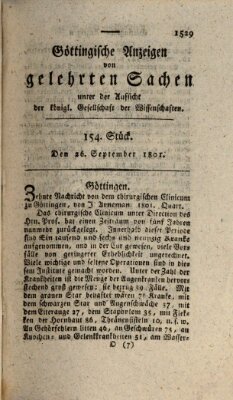 Göttingische Anzeigen von gelehrten Sachen (Göttingische Zeitungen von gelehrten Sachen) Samstag 26. September 1801