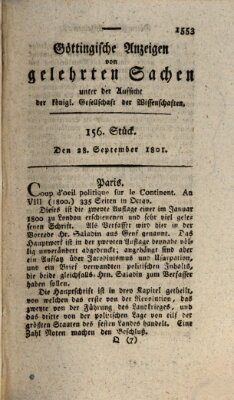 Göttingische Anzeigen von gelehrten Sachen (Göttingische Zeitungen von gelehrten Sachen) Montag 28. September 1801