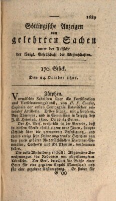 Göttingische Anzeigen von gelehrten Sachen (Göttingische Zeitungen von gelehrten Sachen) Samstag 24. Oktober 1801