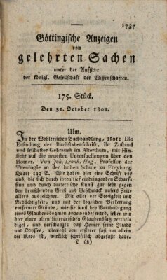 Göttingische Anzeigen von gelehrten Sachen (Göttingische Zeitungen von gelehrten Sachen) Samstag 31. Oktober 1801