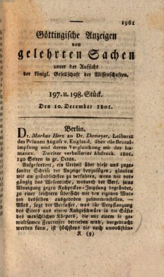 Göttingische Anzeigen von gelehrten Sachen (Göttingische Zeitungen von gelehrten Sachen) Donnerstag 10. Dezember 1801