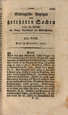 Göttingische Anzeigen von gelehrten Sachen (Göttingische Zeitungen von gelehrten Sachen) Samstag 19. Dezember 1801