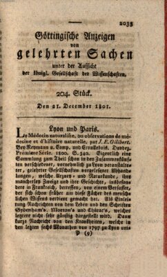 Göttingische Anzeigen von gelehrten Sachen (Göttingische Zeitungen von gelehrten Sachen) Montag 21. Dezember 1801