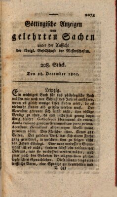 Göttingische Anzeigen von gelehrten Sachen (Göttingische Zeitungen von gelehrten Sachen) Montag 28. Dezember 1801