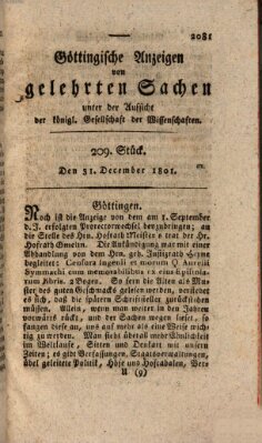 Göttingische Anzeigen von gelehrten Sachen (Göttingische Zeitungen von gelehrten Sachen) Donnerstag 31. Dezember 1801