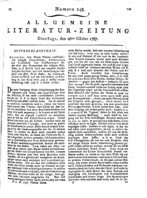 Allgemeine Literatur-Zeitung (Literarisches Zentralblatt für Deutschland) Dienstag 16. Oktober 1787