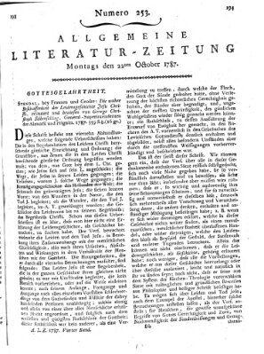 Allgemeine Literatur-Zeitung (Literarisches Zentralblatt für Deutschland) Montag 22. Oktober 1787