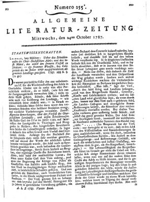 Allgemeine Literatur-Zeitung (Literarisches Zentralblatt für Deutschland) Mittwoch 24. Oktober 1787