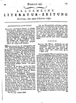 Allgemeine Literatur-Zeitung (Literarisches Zentralblatt für Deutschland) Montag 29. Oktober 1787