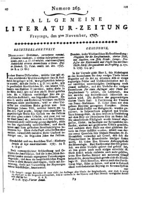 Allgemeine Literatur-Zeitung (Literarisches Zentralblatt für Deutschland) Freitag 2. November 1787