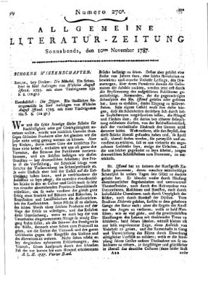 Allgemeine Literatur-Zeitung (Literarisches Zentralblatt für Deutschland) Samstag 10. November 1787