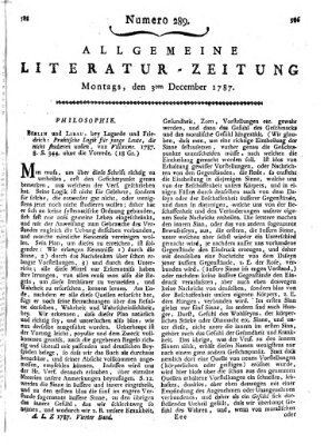 Allgemeine Literatur-Zeitung (Literarisches Zentralblatt für Deutschland) Montag 3. Dezember 1787