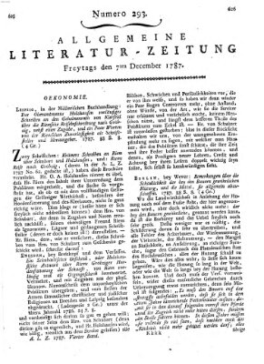 Allgemeine Literatur-Zeitung (Literarisches Zentralblatt für Deutschland) Freitag 7. Dezember 1787