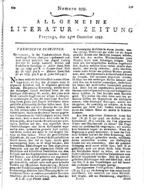 Allgemeine Literatur-Zeitung (Literarisches Zentralblatt für Deutschland) Freitag 14. Dezember 1787