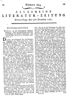 Allgemeine Literatur-Zeitung (Literarisches Zentralblatt für Deutschland) Donnerstag 20. Dezember 1787