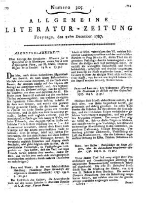 Allgemeine Literatur-Zeitung (Literarisches Zentralblatt für Deutschland) Freitag 21. Dezember 1787