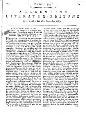 Allgemeine Literatur-Zeitung (Literarisches Zentralblatt für Deutschland) Mittwoch 26. Dezember 1787