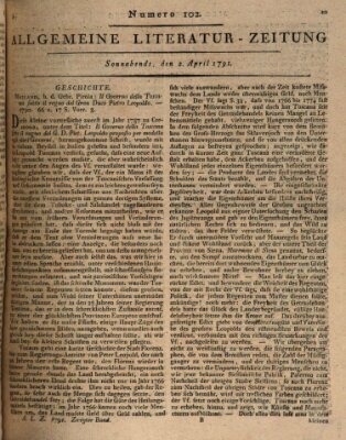 Allgemeine Literatur-Zeitung (Literarisches Zentralblatt für Deutschland) Samstag 2. April 1791