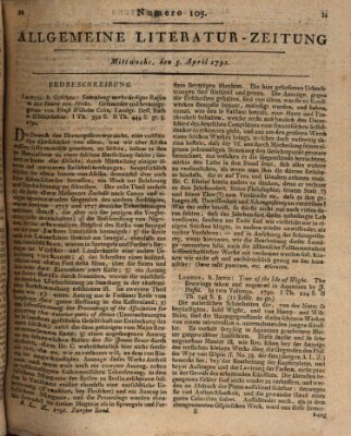 Allgemeine Literatur-Zeitung (Literarisches Zentralblatt für Deutschland) Dienstag 5. April 1791