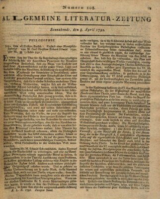 Allgemeine Literatur-Zeitung (Literarisches Zentralblatt für Deutschland) Freitag 8. April 1791